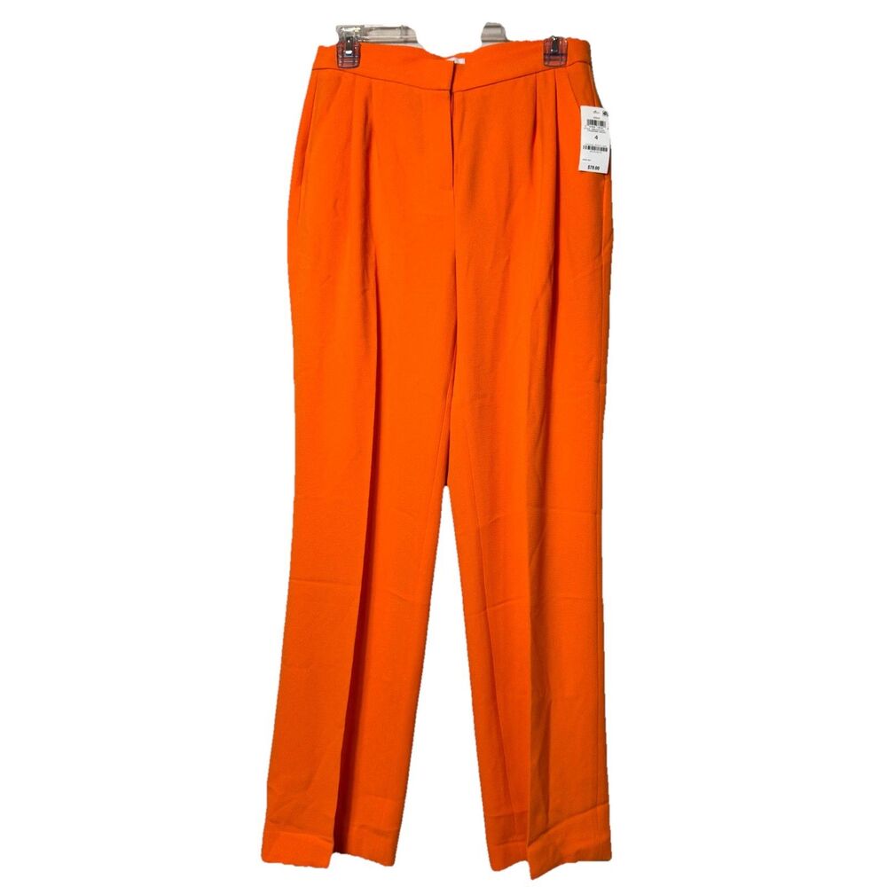 Bar III high-rise wide-leg pants Orange Macy’s Festival wear Women’s Size 4 New!